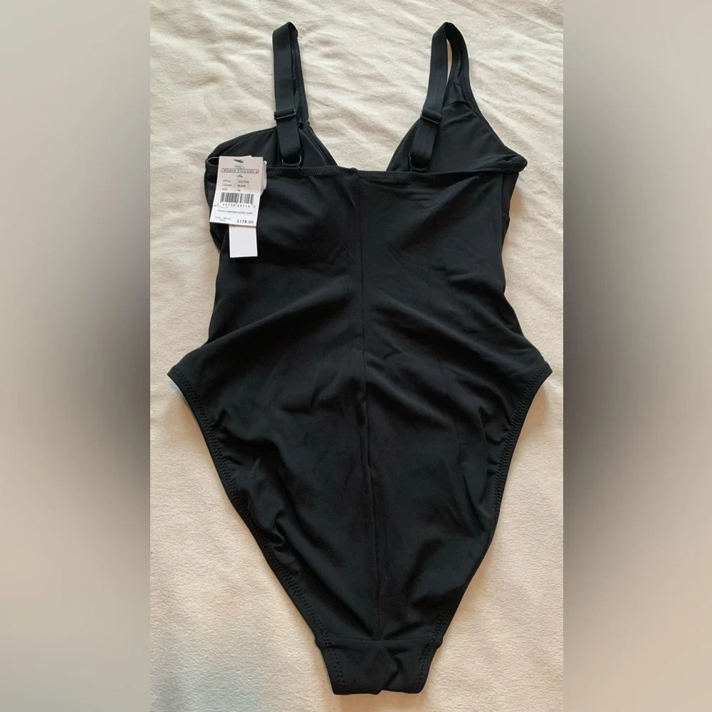 NWT Robin Piccone Black Ava Knot One Piece Swimsuit size 10